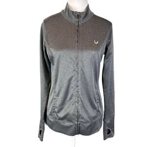 Alo Yoga Athletic Jacket Gray Size Medium Thumb Holes Full Zip